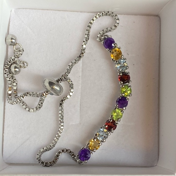 Mutli Gemstone Bolo Bracelet in Sterling silver - Picture 3 of 7